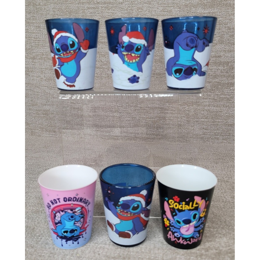 Disney Lilo and Stitch Shot Glass Collection Stitch Christmas Glass &‎ Plastic